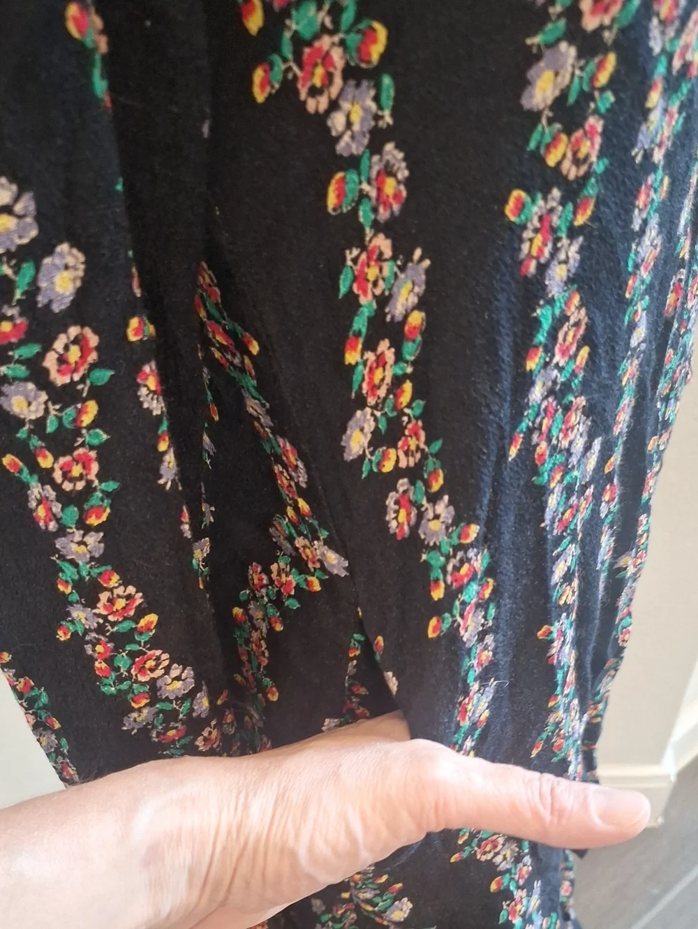 Free People Dark Romance Black Floral Long Sleeve Mini Dress Size XS